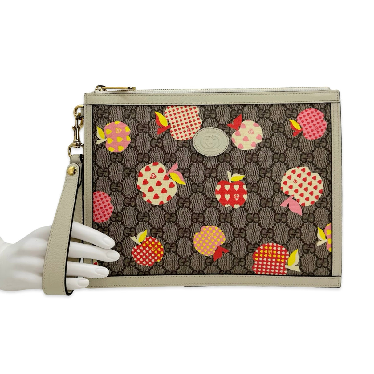 GUCCI: GG Supreme Le Pomme Apple Wristlet Pouch