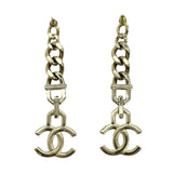 CHANEL: CC Crystal Pearl Chain Drop Earrings