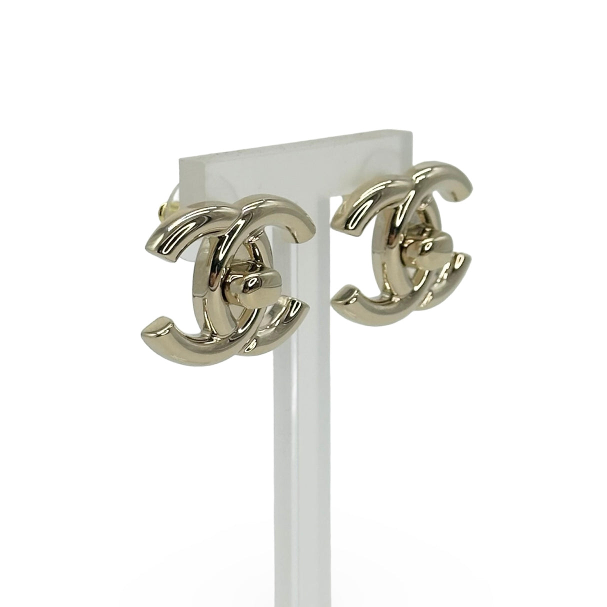 CHANEL: CC Turnlock Stud Earrings