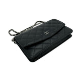 Quilted Lambskin Classic Wallet on a Chain Clutch
