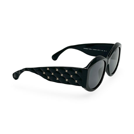 CHANEL: Quilted CC Oval Sunglasses