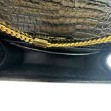 SAINT LAURENT: Croc Embossed Medium Tassel Kate Bag