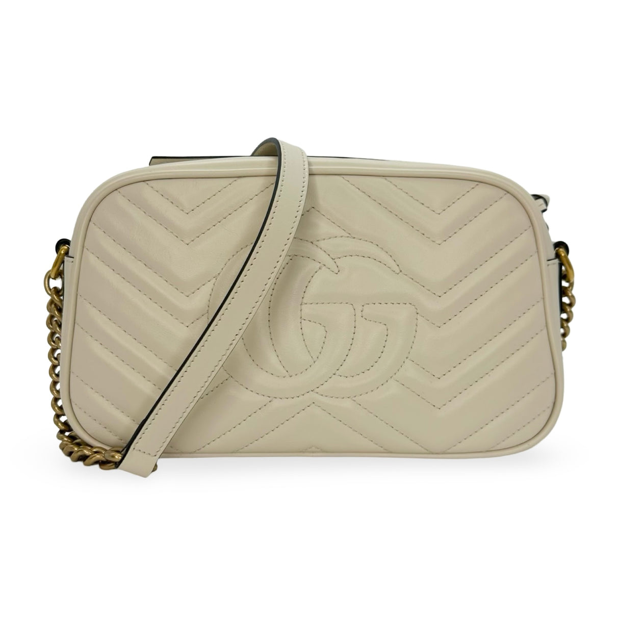 GUCCI: Quilted Leather GG Marmont Small Shoulder Bag