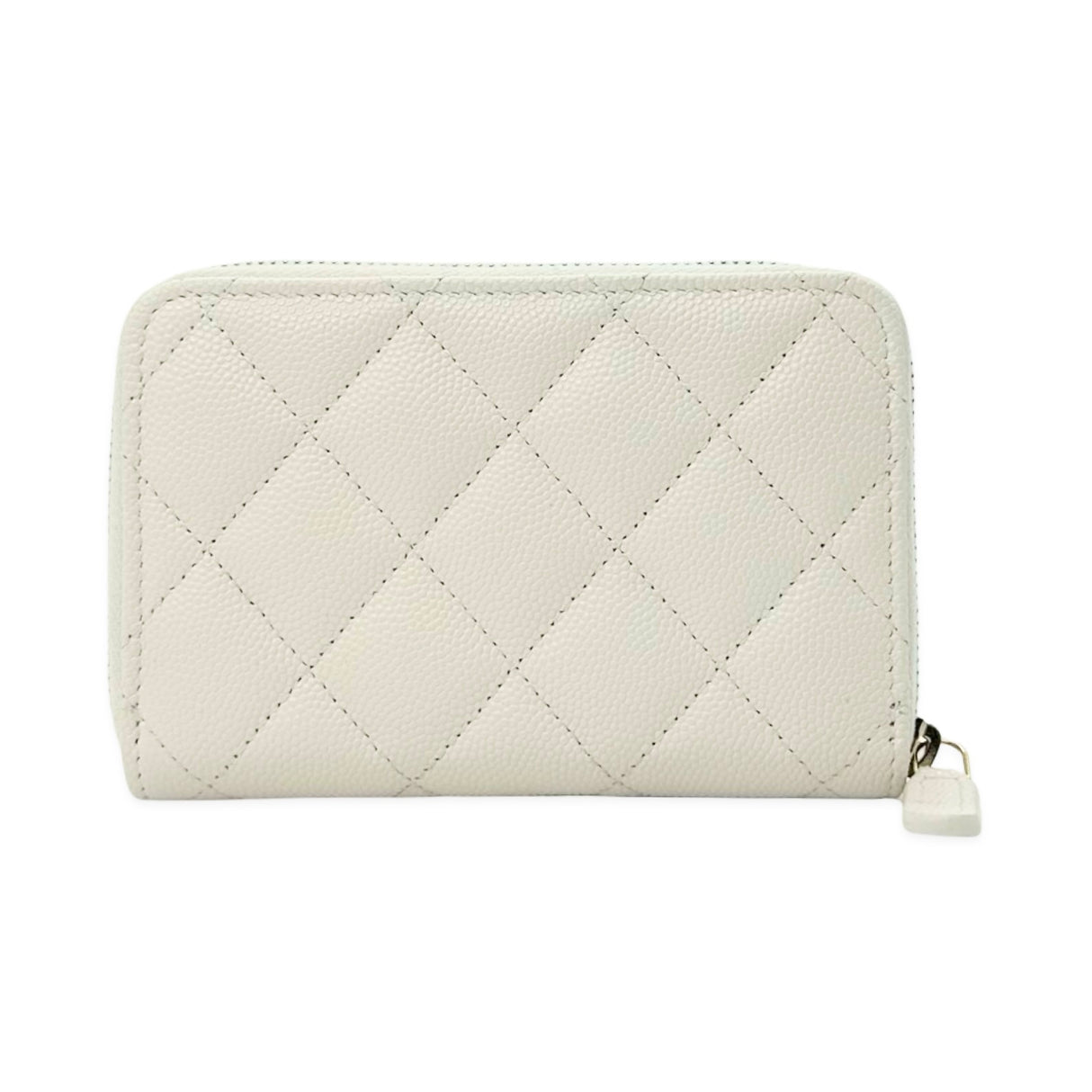 Quilted Caviar Crystal CC Zip Coin Purse
