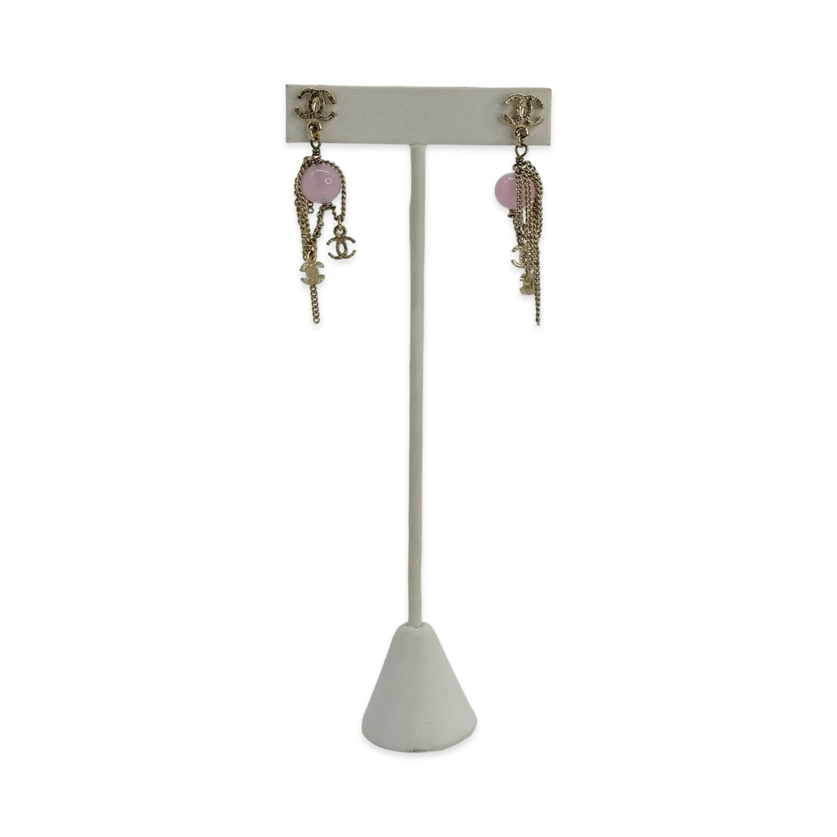 CHANEL: CC Bead Chain Drop Earrings