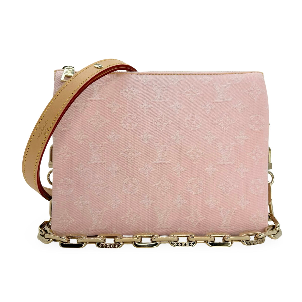 LOUIS VUITTON: Denim Monogram Coussin PM