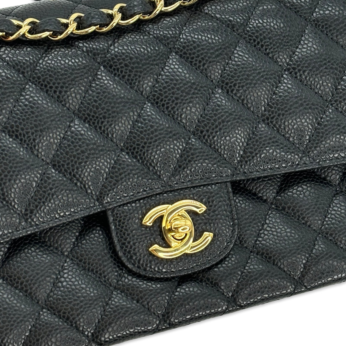 Quilted Caviar Medium Classic Double Flap