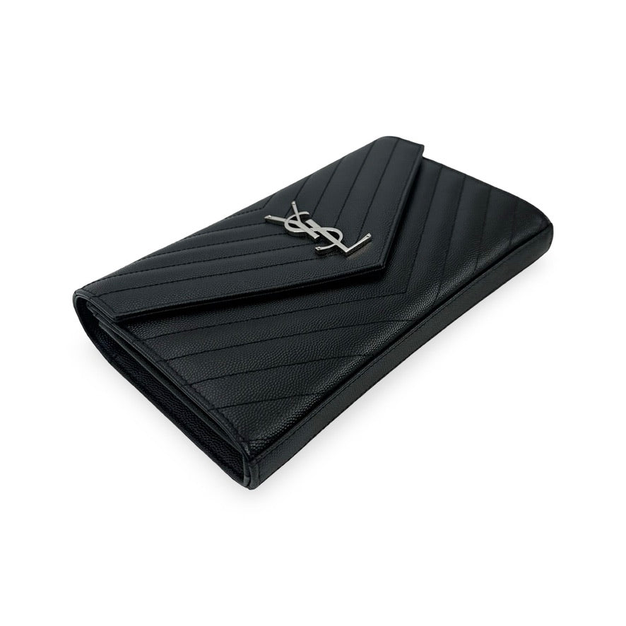 SAINT LAURENT: Quilted Grain de Poudre Classic Cassandre Chain Wallet