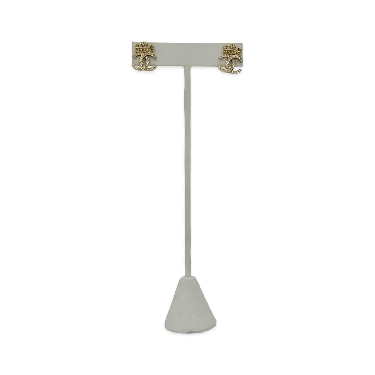 CHANEL: Crystal CC Crown Post Earrings