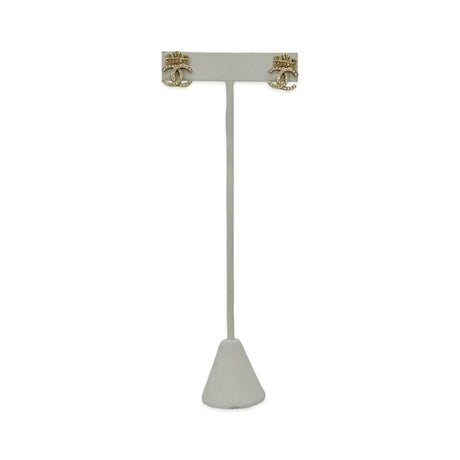 CHANEL: Crystal CC Crown Post Earrings