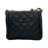 Quilted Calfskin Chain Top Handle Square Flap Bag