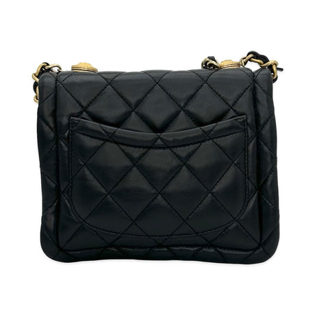 Quilted Calfskin Chain Top Handle Square Flap Bag