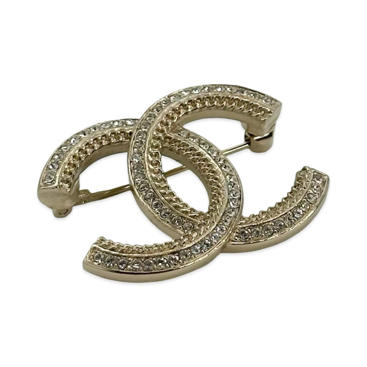 Crystal Chain CC Brooch