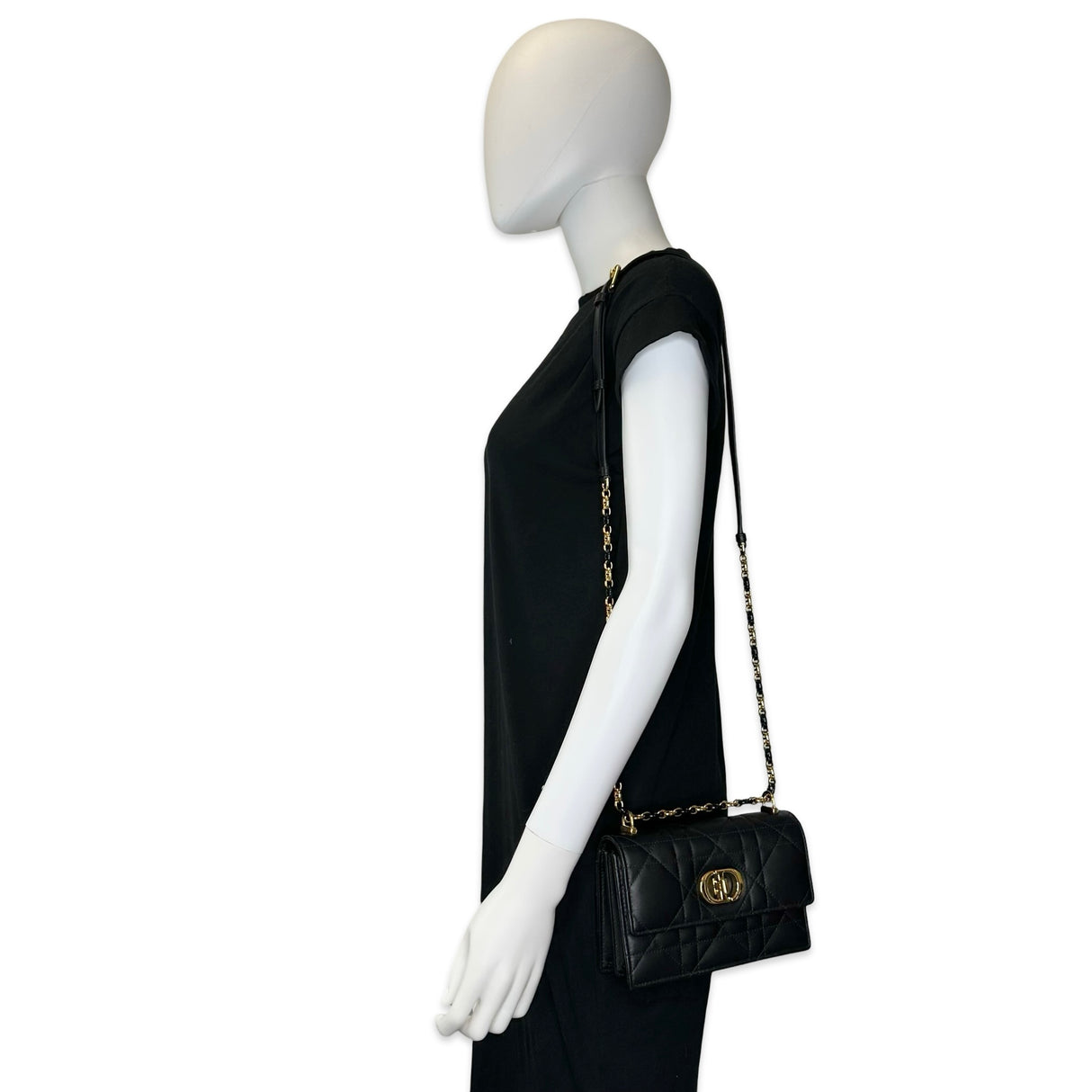 CHRISTIAN DIOR: Lambskin Cannage Miss Caro Mini Bag