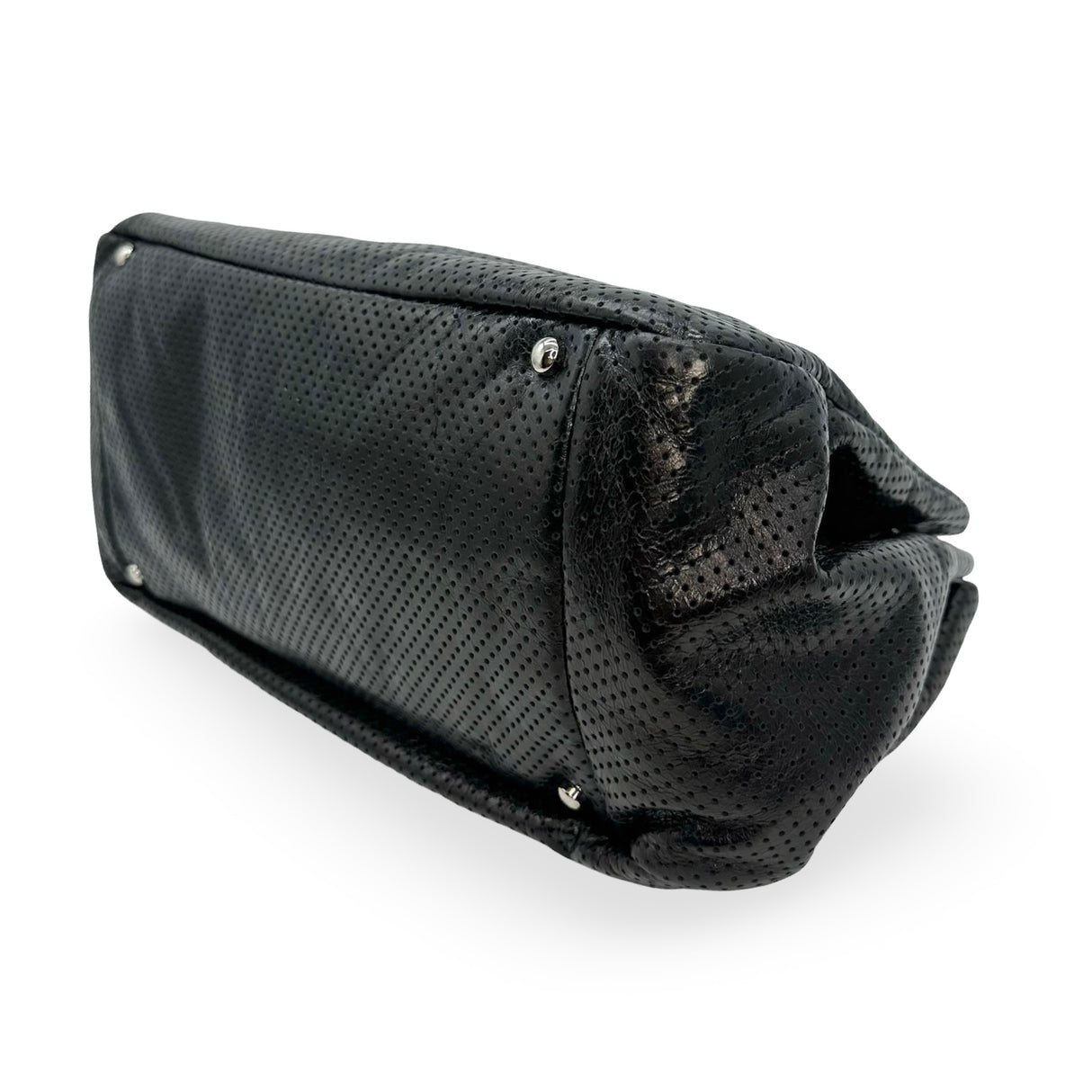 CHANEL: Perforated Calfskin Drill Accordion Flap Bag