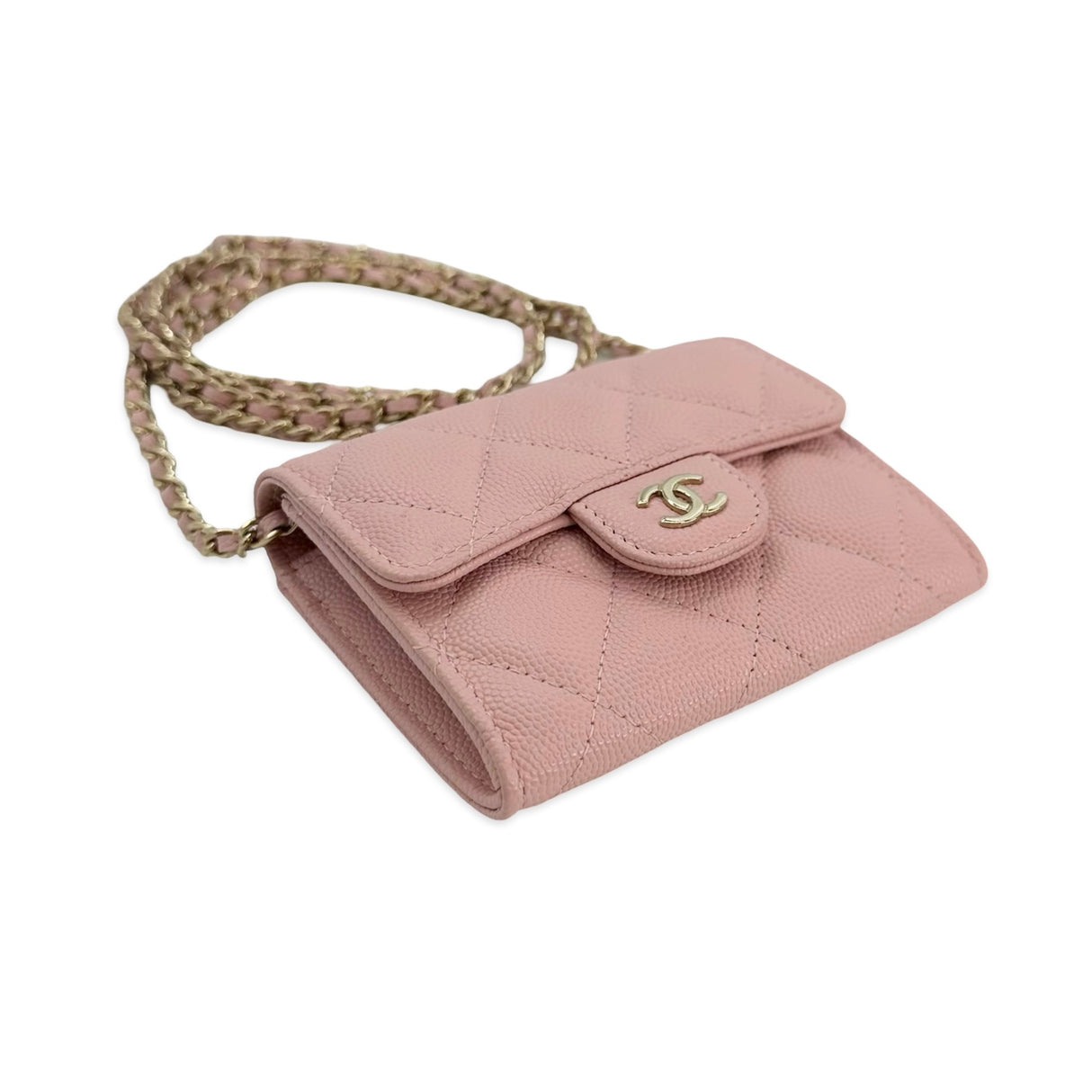 CHANEL: Quilted Caviar Classic Flap Wearable Card Holder Wallet