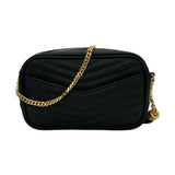SAINT LAURENT: Quilted Grain de Poudre Mini Lou Camera Bag