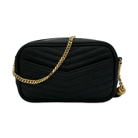 SAINT LAURENT: Quilted Grain de Poudre Mini Lou Camera Bag
