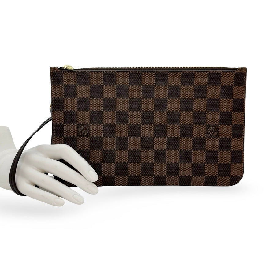 LOUIS VUITTON: Damier Ebene Neverfull Pochette