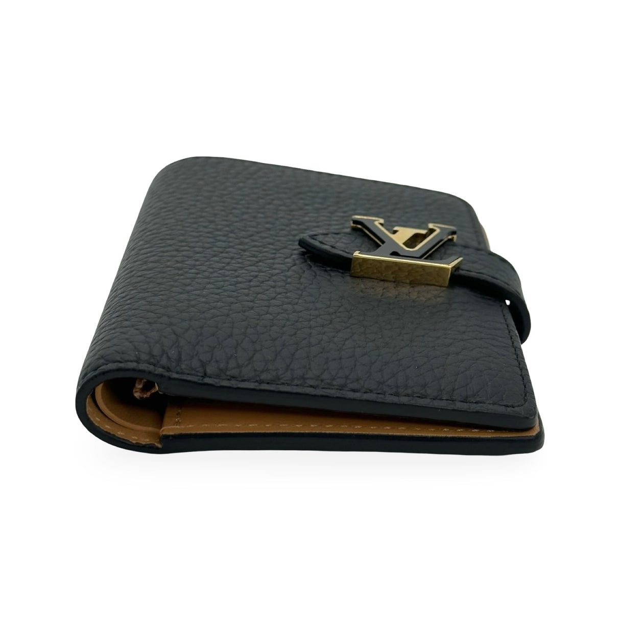 LOUIS VUITTON: Taurillon Capucines Vertical Compact Wallet