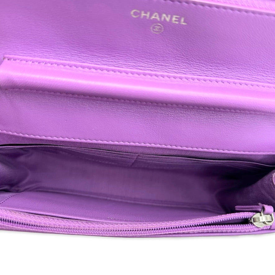 Quilted Lambskin Monochrome Wallet on a Chain