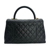 CHANEL: Quilted Caviar Small Coco Top Handle Flap Bag