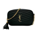 SAINT LAURENT: Quilted Grain de Poudre Mini Lou Camera Bag