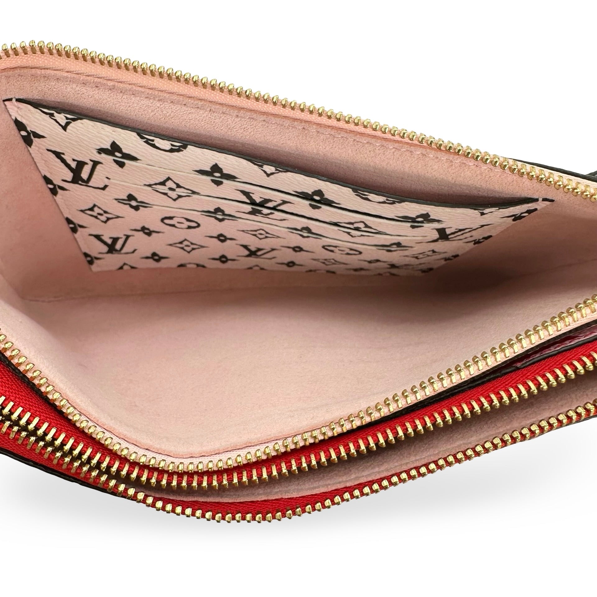 LOUIS VUITTON: Monogram Rouge Double Zip Pochette – Luv Luxe LOUIS VUITTON: Monogram Rouge Double Zip Pochette – Luv Luxe