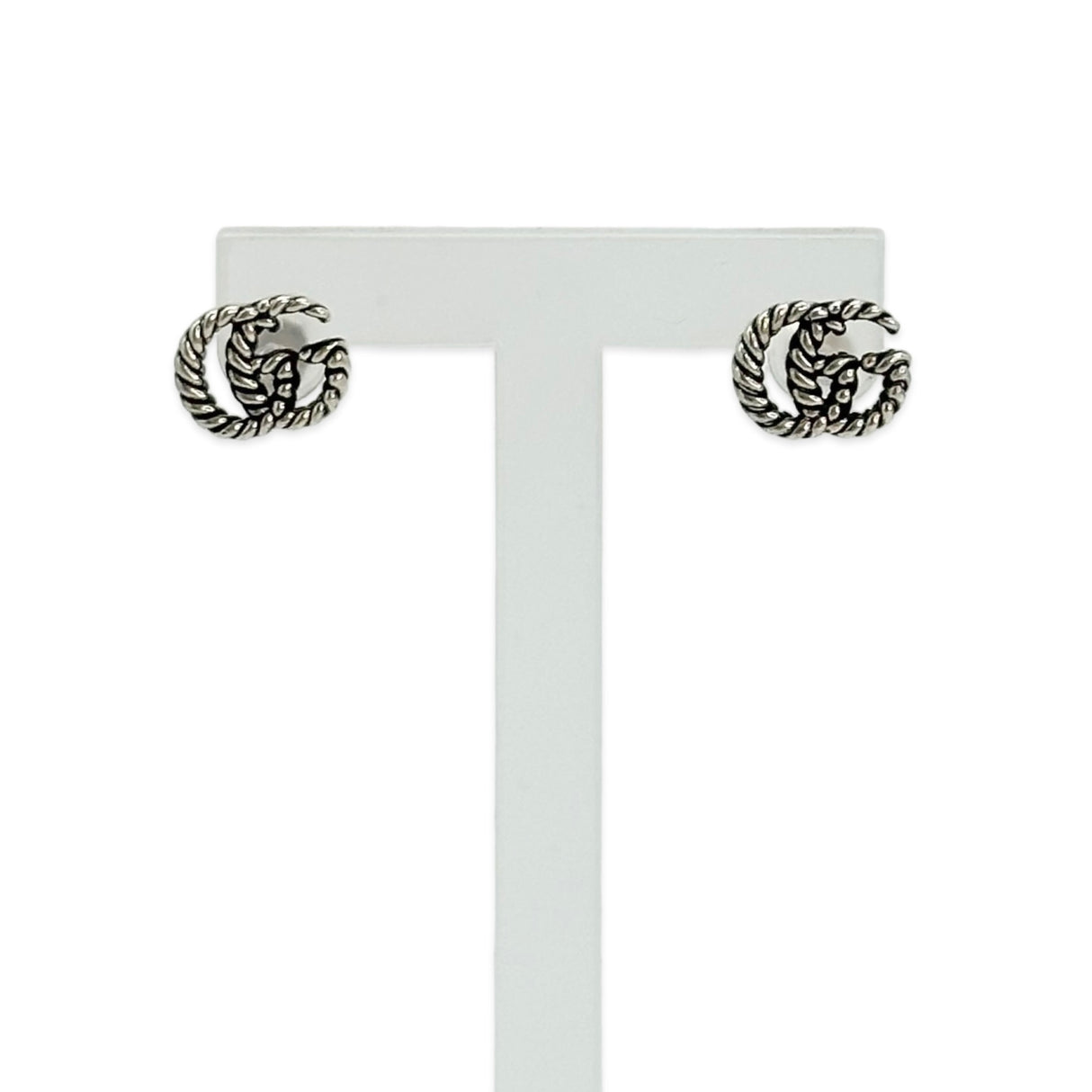 GUCCI: Sterling Silver GG Marmont Stud Earrings