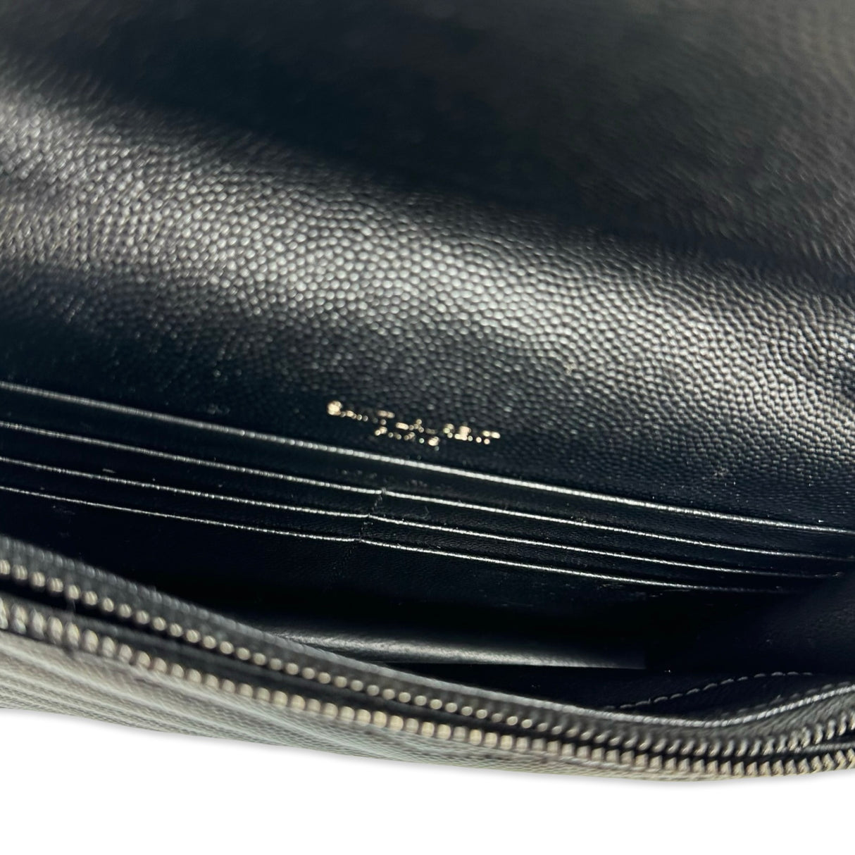 SAINT LAURENT: Quilted Grain de Poudre Small Cassandre Envelope Chain Wallet