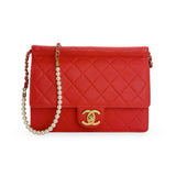CHANEL: Quilted Lambskin Medium Pearl Chain Flap Bag