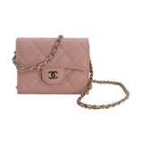 CHANEL: Quilted Caviar Classic Flap Wearable Card Holder Wallet