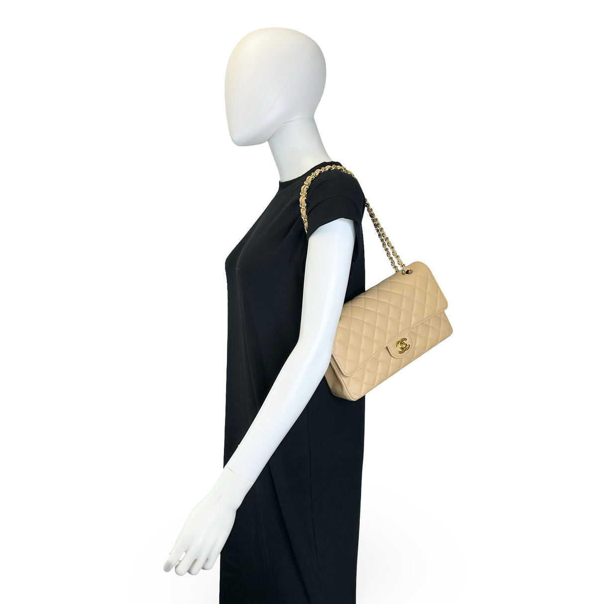 CHANEL: Quilted Caviar Medium Classic Double Flap