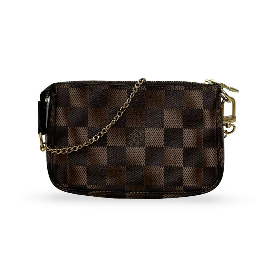 LOUIS VUITTON: Damier Ebene Mini Pochette Accessoires