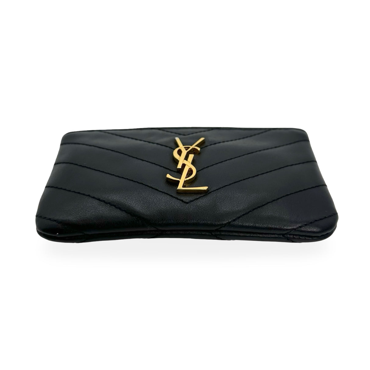 SAINT LAURENT: Quilted Leather Cassandre Zip Key Pouch