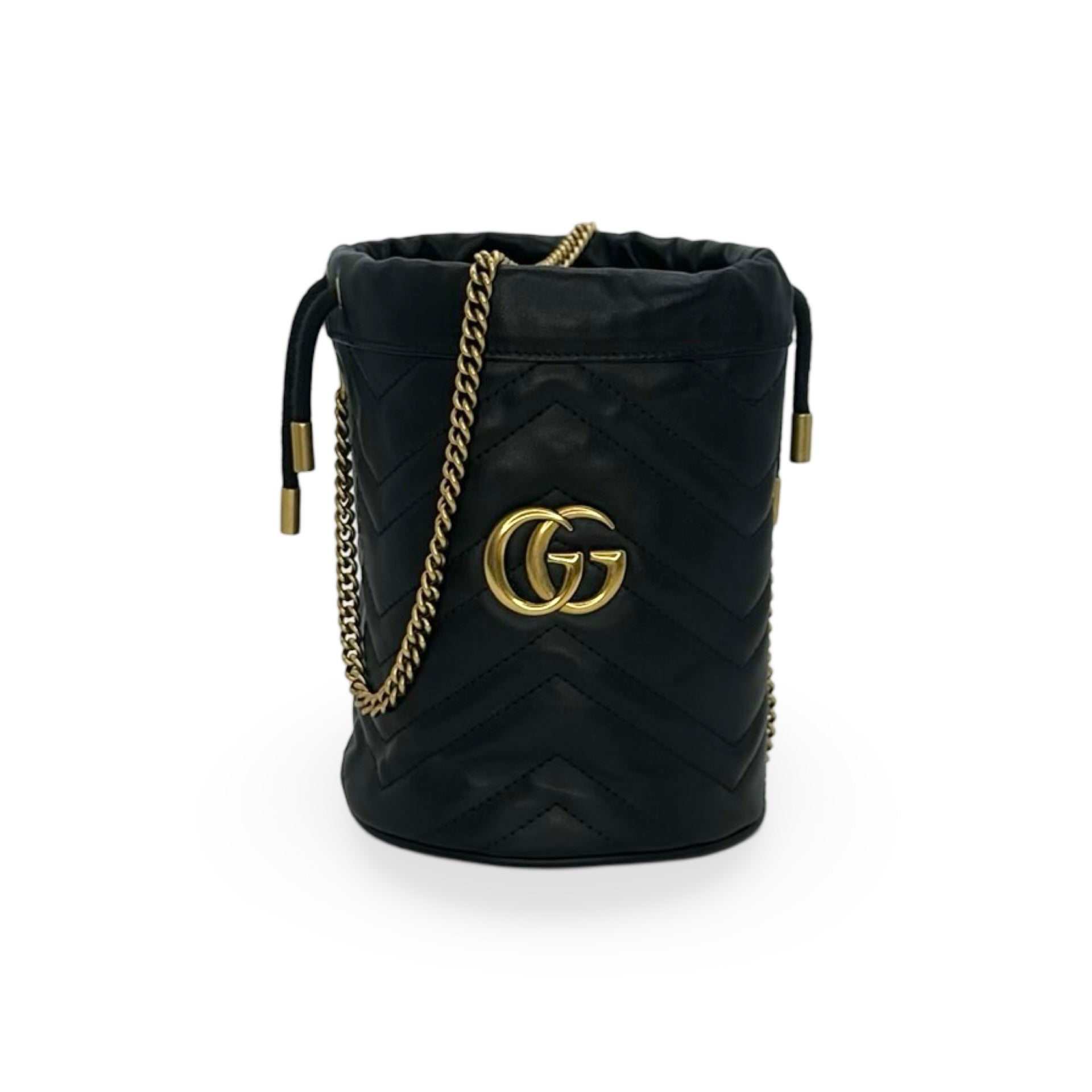 GUCCI Quilted Leather Mini Marmont Bucket Bag