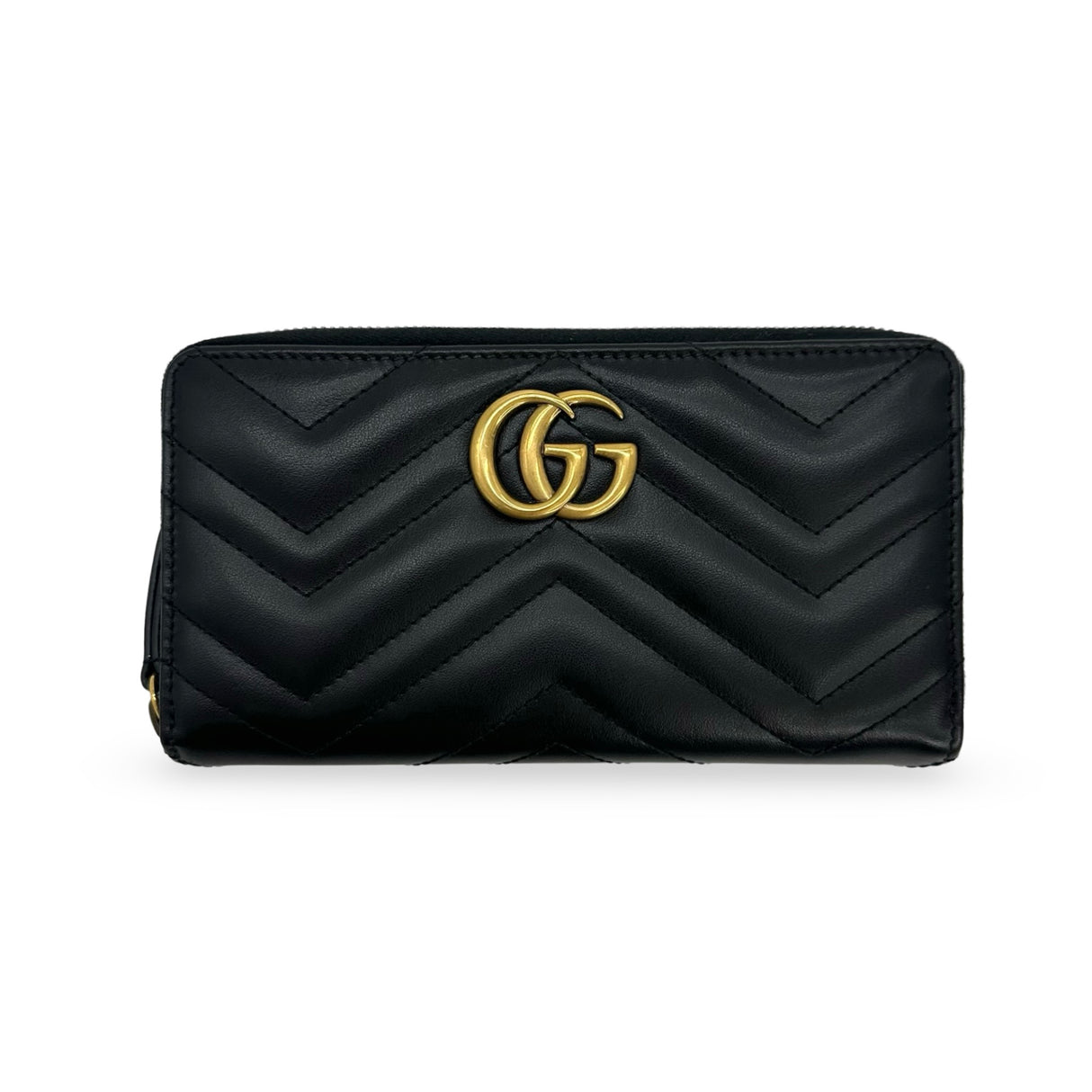GUCCI: Quilted Leather GG Marmont Zip Around Wallet