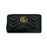 GUCCI: Quilted Leather GG Marmont Zip Around Wallet