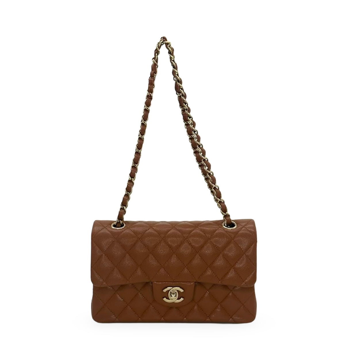 CHANEL: Quilted Caviar Small Classic Double Flap