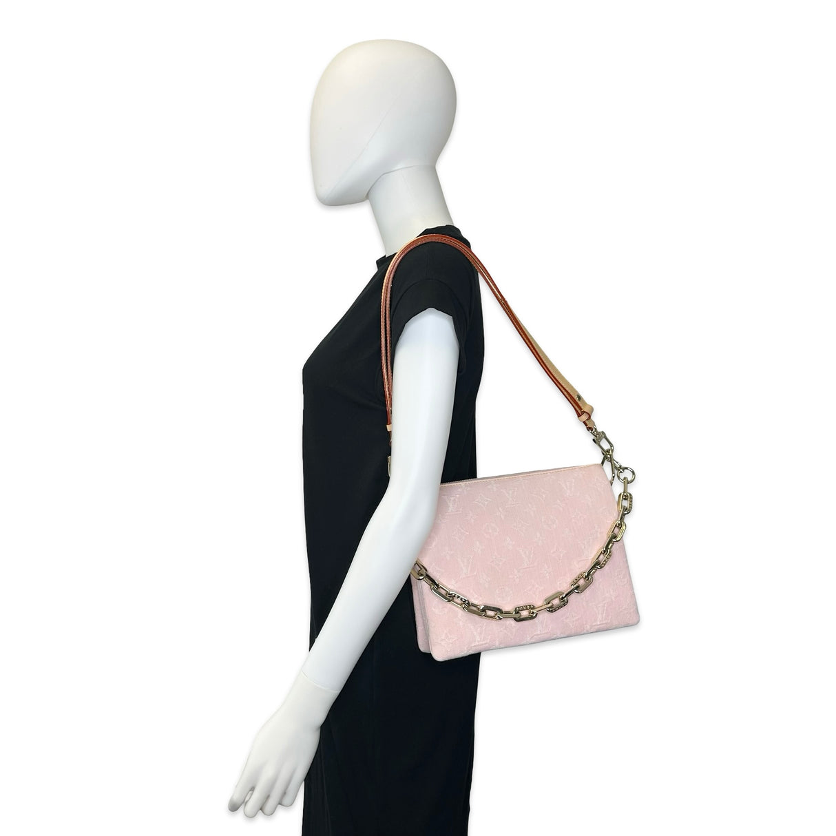 LOUIS VUITTON: Denim Monogram Coussin PM
