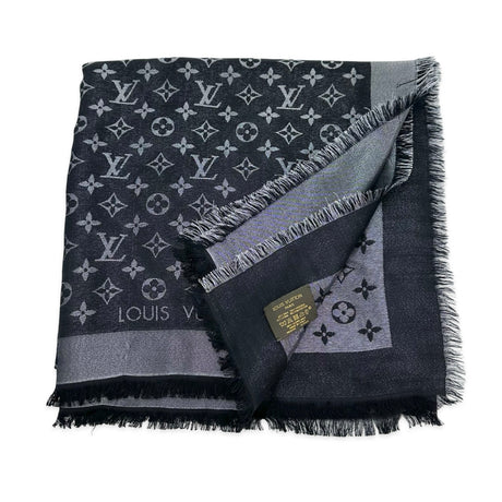 LOUIS VUITTON: Silk Wool Blend Monogram Classic Shine Shawl
