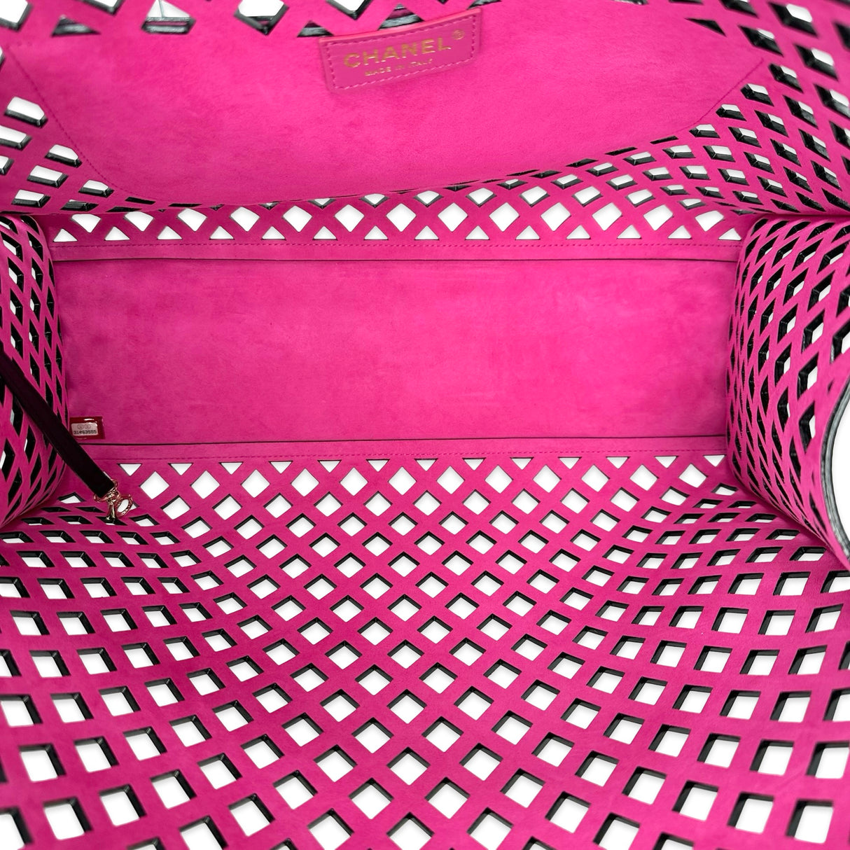 CHANEL: Leather See Through Shopping Tote