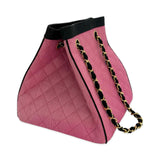 Quilted Tweed Raffia Bucket Chain Bag