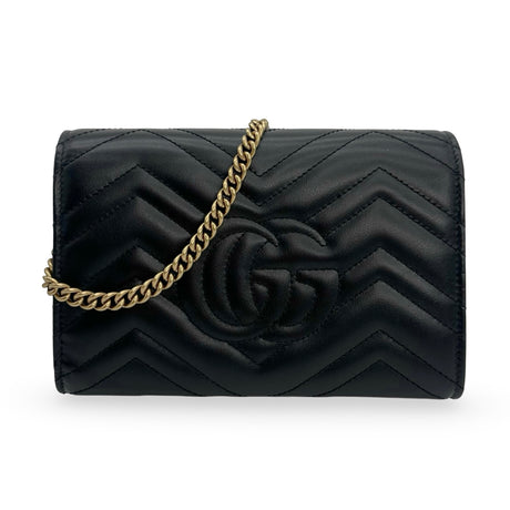 GUCCI: Quilted Leather GG Marmont Chain Wallet