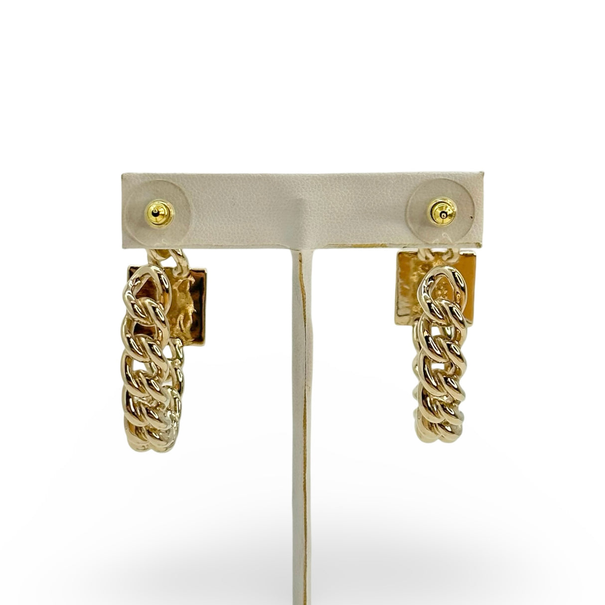 CHANEL: CC Enamel Chain Hoop Earrings