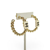 CHANEL: CC Enamel Chain Hoop Earrings