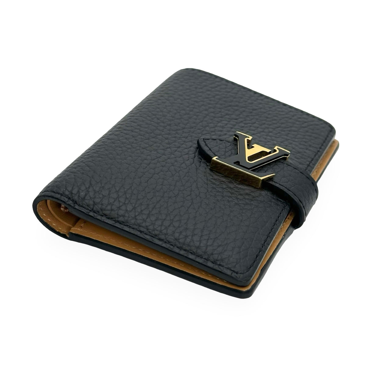 LOUIS VUITTON: Taurillon Capucines Vertical Compact Wallet
