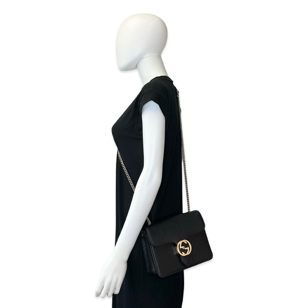 Grained Calfskin Interlocking G Chain Bag