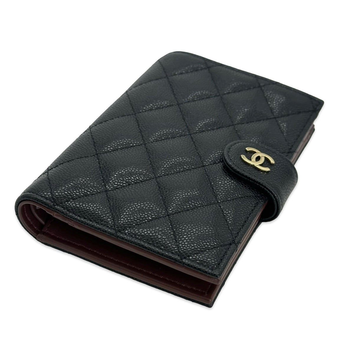 CHANEL: Quilted Caviar Classic Passport Holder Wallet