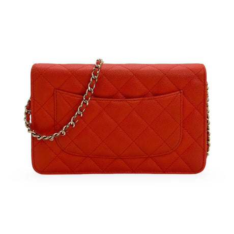 CHANEL: Quilted Caviar Classic Wallet on a Chain